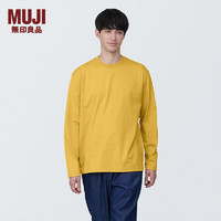 MUJI 無印良品 無印良品（MUJI） 男式 天竺編織 圓領(lǐng)長袖T恤 男士 打底衫 男款 AB1L3A4S 煙熏黃色 L (175/100A)