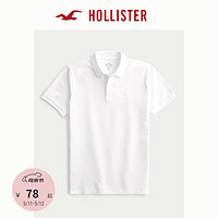 HOLLISTER 24春夏新款修身刺绣纯色质感POLO衫短袖上衣男 347460-1 白色