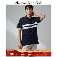 Abercrombie & Fitch 男裝 美式復古刺繡徽章Logo翻領Polo 326002-1