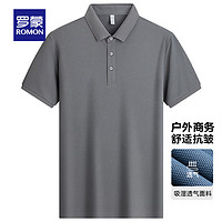 ROMON 羅蒙 涼感冰絲短袖t恤 翻領(lǐng)POLO 中灰色