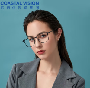 essilor 依視路 鈦金屬-全框-4021BK-黑色 鏡框+依視路膜巖高清1.60現(xiàn)片