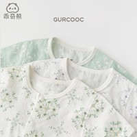 GURCOOC 乖奇熊 嬰兒純棉紗布連體衣夏季薄款寶寶貼身衣服短袖哈衣爬服透氣1件