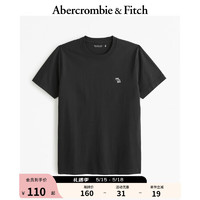 Abercrombie & Fitch 男裝女裝情侶裝 24春夏新款小麋鹿純色圓領短袖T恤 358206-1 黑色