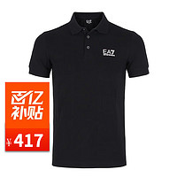 EMPORIO ARMANI 奢侈品男裝男士POLO衫 EA7春夏季短袖上衣翻領(lǐng)T恤 Z奢侈品潮牌 8NPF04黑色白標 S