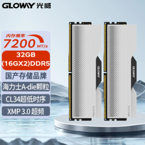 20日20點(diǎn)！GLOWAY 光威 32GB(16GBx2)套裝 DDR5 7200 臺(tái)式機(jī)內(nèi)存條 龍武系列 海力士A-die顆粒 CL34 助力AI