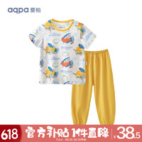 aqpa 嬰兒內(nèi)衣套裝夏季純棉睡衣男女寶寶衣服薄款分體短袖 趣味航行 (多套可選）