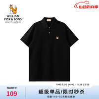 William fox&sons 男裝230G新疆雙面棉空氣層科技面料無痕壓膠刺繡狐貍頭休閑POLO衫 山本黑 L /50