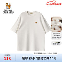 William fox&sons 男裝100%新疆新采長絨纖維棉針織定型技術(shù)圓領(lǐng)基礎(chǔ)短袖小狐貍T恤 白色 2XL /54