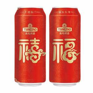 TSINGTAO 青島啤酒 福禧雙至啤酒500mL*12聽*2件 贈(zèng)500mL*4聽*2件