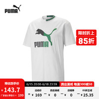 PUMA 彪馬 官方 夏季新款男子休閑印花圓領(lǐng)短袖T恤 CLASSICS 538296 白-02 M(175/96A)