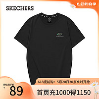 SKECHERS 斯凱奇 T恤男女款夏季短袖簡約透氣百搭情侶運動上衣L223U046