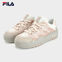 FILA 斐樂 斑斕鞋ROSETTA女鞋板鞋2023秋新款面包厚底鞋復(fù)古休閑鞋 奶白/淺粉-GP 37.5