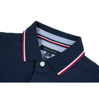 TOMMY HILFIGER 湯米 希爾費(fèi)格 男士Polo衫 經(jīng)典條紋短袖 舒適透氣男裝上衣 藏青-條紋