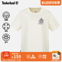 Timberland 官方女款短袖T恤24春夏新款戶外休閑透氣印花|A66D7/復古白 S