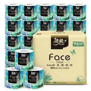 潔柔 黑Face 油畫系列 加厚4層有芯卷紙200g*27卷*2件