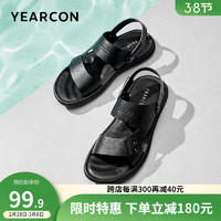 YEARCON 意爾康 男士牛皮休閑兩穿涼拖鞋