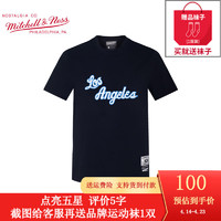 mitchell & ness 短袖男 NBA聯(lián)名T恤男魔術(shù)湖人勇士隊(duì) MN男女棉半袖男士運(yùn)動(dòng)T恤 湖人隊(duì)黑色-大LOGO XL