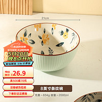 舍里 陶瓷碗家用2024新款特别好看的米饭碗吃饭碗小碗汤碗组合餐具套装 8英寸条纹碗（汤碗） 单个入