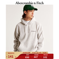 Abercrombie & Fitch 男裝女裝情侶裝 24春新款美式風(fēng)休閑抓絨連帽衛(wèi)衣355487-1 淺麻灰色 L (180/108A)