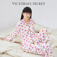 VICTORIA'S SECRET 舒適休閑天絲綿柔印花家居服夏季長袖長褲套裝睡衣 34Y5繽紛吻-天絲綿柔 S