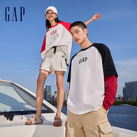 Gap 蓋璞 男女裝2024夏季新款LOGO撞色插肩袖短袖T恤寬松休閑上衣544461