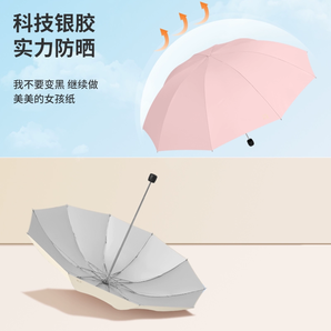 天堂傘 銀膠防曬三折晴雨傘