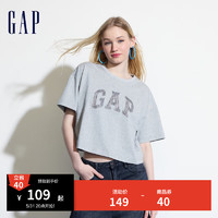 Gap 蓋璞 2024夏季新款精梳棉牛仔l(wèi)ogo短款短袖T恤寬松上衣496354