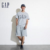 Gap 蓋璞 男女裝2024夏季新款拼接字母logo短袖T恤簡(jiǎn)約百搭上衣466766 灰色 175/96A(L) 亞洲尺碼