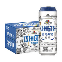 TSINGTAO 青島啤酒 白啤11度精選麥芽釀造500mL*12罐+福禧雙至500mL*8罐