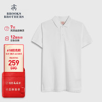 Brooks Brothers BrooksBrothers男士夏棉質珠地網(wǎng)眼純色短袖Polo衫白色M