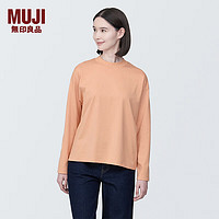 MUJI 無印良品 無印良品（MUJI）女式 天竺編織 長袖T恤 打底衫女款內(nèi)搭 多巴胺 BB2ODA4S 淺橙色 XS(150/76A)