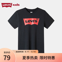 Levi's 李維斯 童裝男童純棉短袖T恤夏季兒童針織舒適休閑上衣 正黑色 140/68(S)