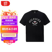 TOMMY HILFIGER 湯米希爾費格（Tommy Hilfiger）頻道 月黑風高 百搭休閑時尚短袖T恤09T4275 黑色 M