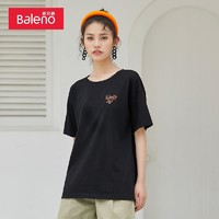 Baleno 班尼路 時(shí)髦個(gè)性刺繡印花圓領(lǐng)短袖T恤女內(nèi)搭打底衫潮牌青春上衣 001A S