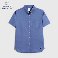 Brooks Brothers BrooksBrothers）男士春秋扣結(jié)領(lǐng)牛津紡短袖休閑襯衫 B475-藍(lán)色 S