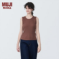 MUJI 無印良品 無印良品（MUJI） 女式 羅紋 背心 吊帶上衣女款內(nèi)搭打底 無袖 遮副乳 BB2PIA4S 棕色 L 165/88A