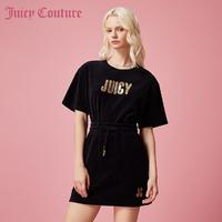 Juicy Couture 橘滋 經(jīng)典撞色Logo珠片刺繡天鵝絨半截裙