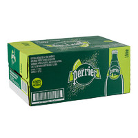 perrier 巴黎水 含氣天然礦泉水玻璃瓶 法國進口果味氣泡水 330mL 24瓶 1箱青檸味