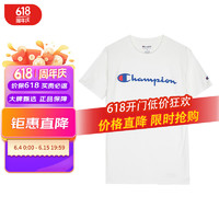 Champion 草寫logo純色圓領(lǐng)短袖T恤 白色 GT23H-Y06794-045