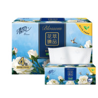 Breeze 清風(fēng) 花萃臻品抽紙4層80抽24包壓花紙巾餐巾紙家用整箱紙抽多人團(tuán)