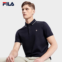 FILA 斐樂 官方男裝短袖POLO衫夏季簡約商務(wù)休閑短袖上衣 傳奇藍(lán)-NV 175/96A/L