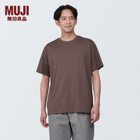 MUJI 無印良品 無印良品（MUJI）男式 天竺編織 圓領(lǐng)短袖T恤男士打底衫男款夏季新品 煙熏棕色AB1M0C4S L (175/100A)