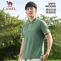 CAMEL 駱駝 男裝速干POLO衫男士2024春夏款翻領(lǐng)寬松透氣情侶短袖女上衣 J13BA23014，冰爽藍(lán)，男 L