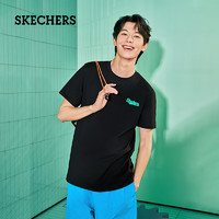 SKECHERS 斯凱奇 T恤男女同款簡(jiǎn)約時(shí)尚休閑圓領(lǐng)運(yùn)動(dòng)短袖 碳黑 L