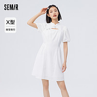 Semir 森馬 泡泡袖鏤空連衣裙 10-1323114041