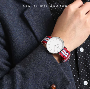 Daniel Wellington 男士腕表40mm尼龍帶石英表