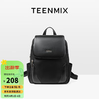 TEENMIX 天美意 女士雙肩包牛皮簡約通勤背包大容量