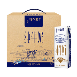 蒙牛 特侖蘇 全脂純牛奶禮盒裝 250mL*16盒*4件