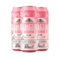 TSINGTAO 青島啤酒 櫻花白啤11度 500mL 12罐十贈送青島啤酒王子蘇打水380mL  6瓶