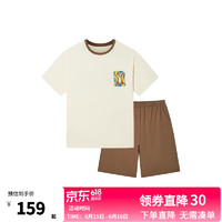 Ubras 短袖短褲棉莫代爾親子家居服情侶睡衣 白色（成人款） M